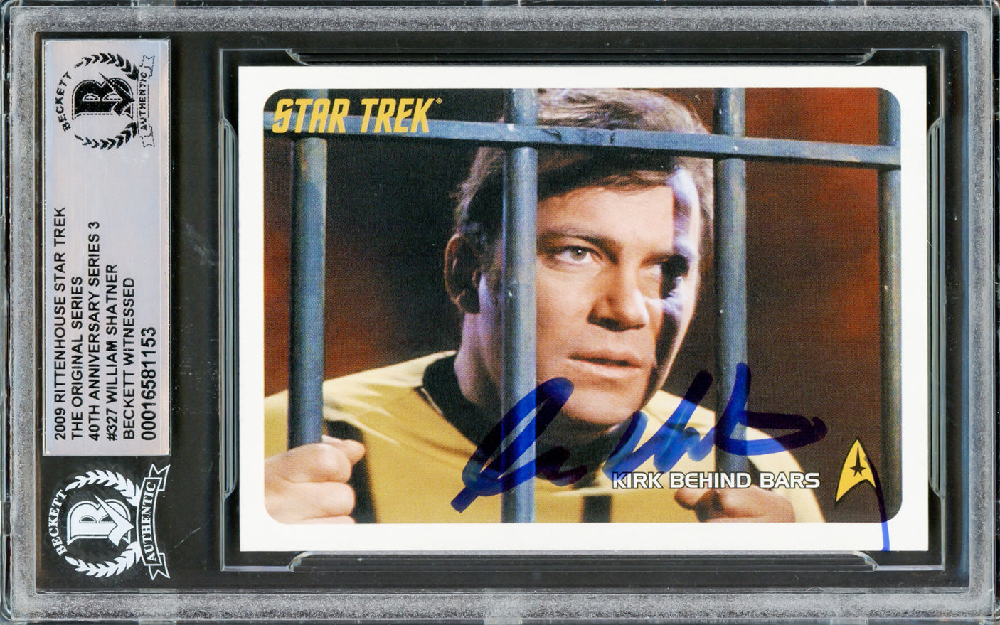 William Shatner Autographed 2009 Rittenhouse Card #327 Star Trek Captain Kirk The Original Series 40th Anniversary Beckett BAS #16581153