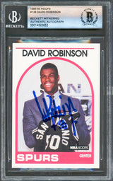 David Robinson Autographed 1989-90 Hoops Rookie Card #138 San Antonio Spurs Beckett BAS #14583653
