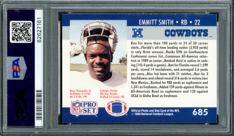 Emmitt Smith Autographed 1990 Pro Set Rookie Card #685 Dallas Cowboys PSA/DNA #82627161