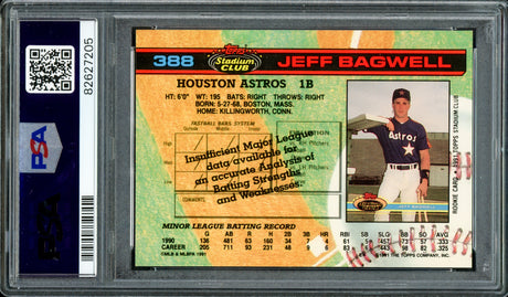 Jeff Bagwell Autographed 1991 Stadium Club Rookie Card #388 Houston Astros PSA 6 PSA/DNA #82627205