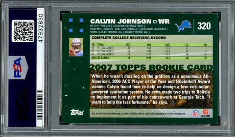 Calvin Johnson Autographed 2007 Topps Rookie Card #320 Detroit Lions PSA/DNA #47932830