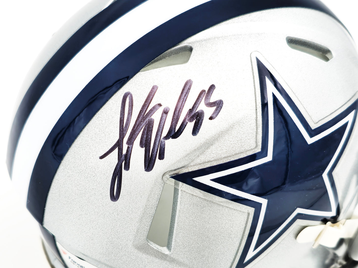 Leighton Vander Esch Autographed Dallas Cowboys Silver Speed Mini Helmet Fanatics Holo Stock #228074