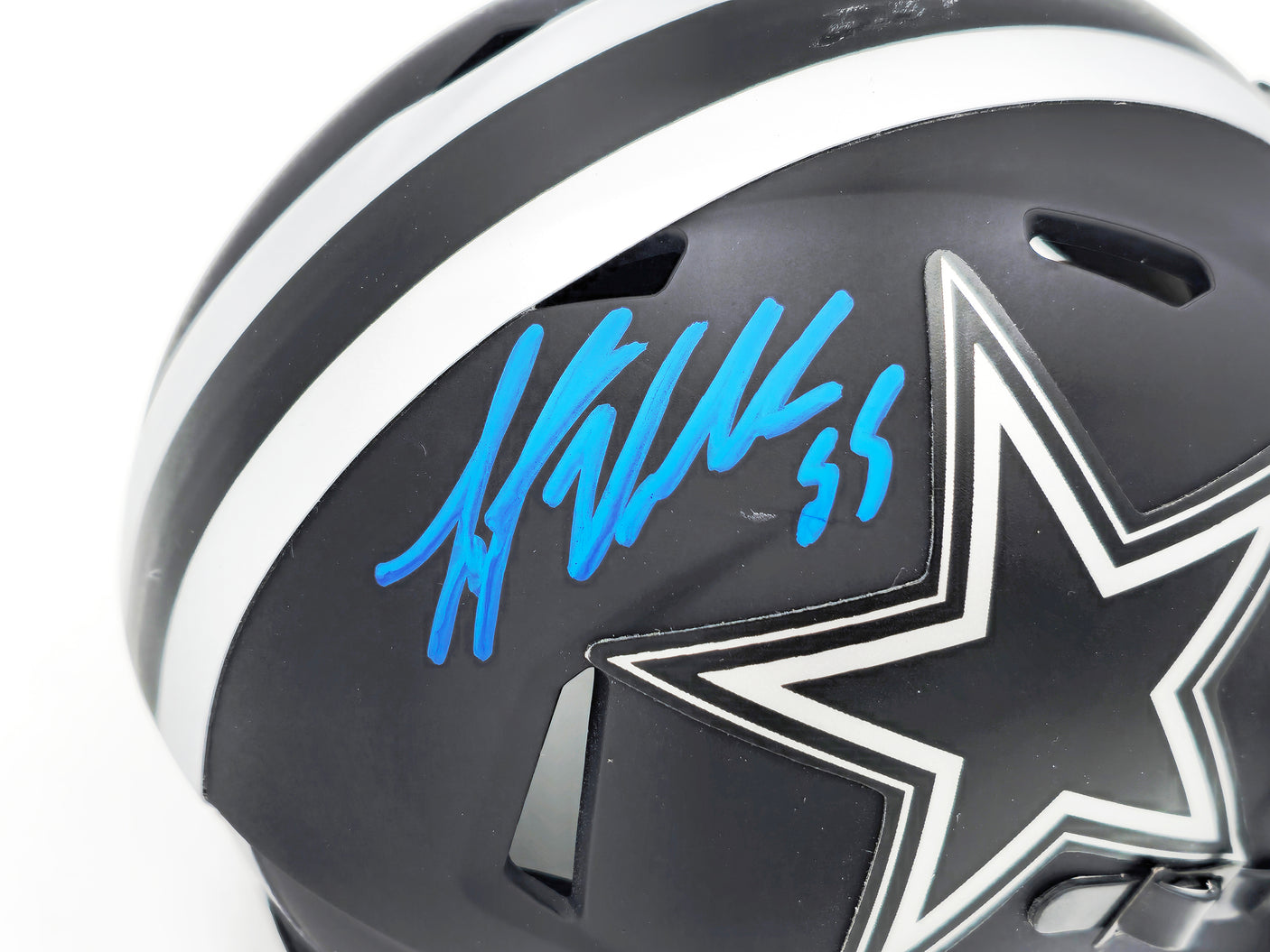 Leighton Vander Esch Autographed Dallas Cowboys Eclipse Black Speed Mini Helmet Fanatics Holo Stock #228070