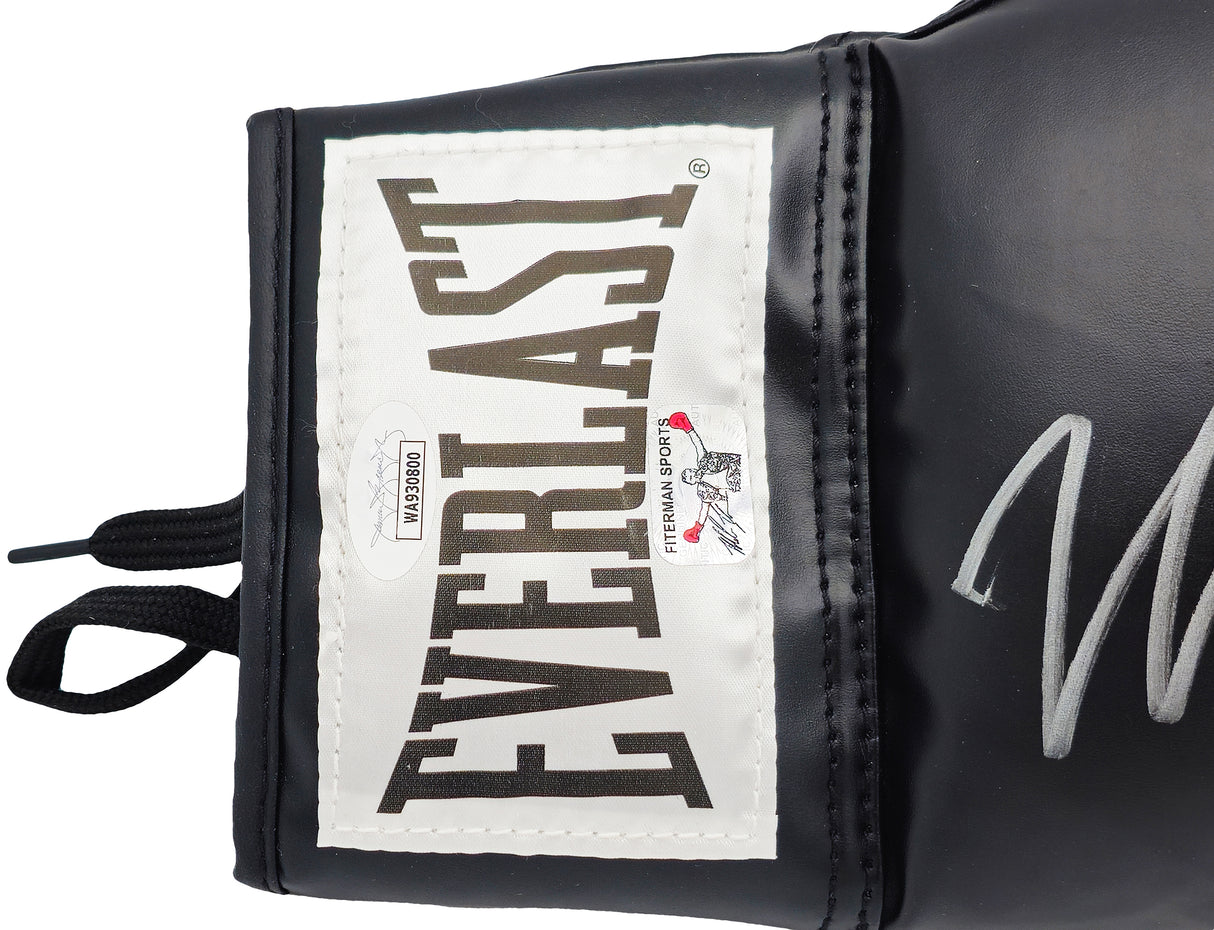 Mike Tyson Autographed Black Everlast Boxing Glove (Right Handed RH, Silver) JSA Stock #228079