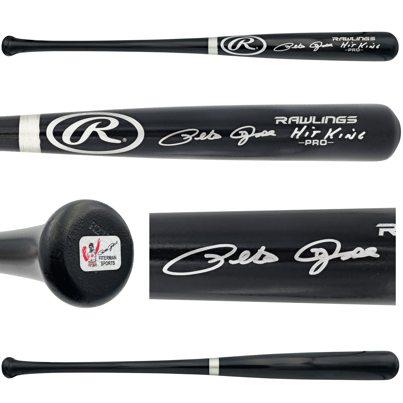 Pete Rose Autographed Black Rawlings Pro Baseball Bat Cincinnati Reds "Hit King" PR Holo Stock #228075