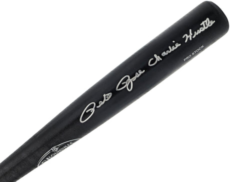 Pete Rose Autographed Black Louisville Slugger Pro Stock Baseball Bat Cincinnati Reds "Charlie Hustle" Beckett BAS Witness Stock #228086