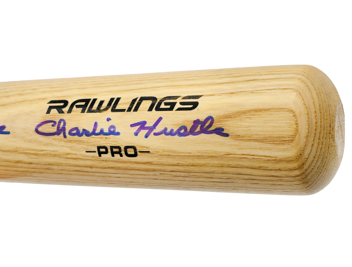 Pete Rose Autographed Blonde Rawlings Pro Baseball Bat Cincinnati Reds "Charlie Hustle" PR Holo Stock #228084