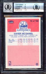 Xavier McDaniel Autographed 1986-87 Fleer Rookie Card #72 Seattle SuperSonics BGS 8.5 Auto Grade Gem Mint 10 Beckett BAS Stock #214850
