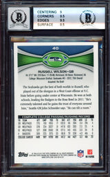 Russell Wilson Autographed 2012 Topps Chrome Rookie Card #40A Seattle Seahawks BGS 9 Auto Grade Gem Mint 10 Beckett BAS Stock #214866