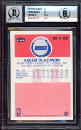 Hakeem Olajuwon Autographed 1986-87 Fleer Rookie Card #82 Houston Rockets BGS 8.5 Auto Grade Gem Mint 10 "The Dream" Beckett BAS #15530331