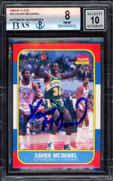 Xavier McDaniel Autographed 1986-87 Fleer Rookie Card #72 Seattle SuperSonics BGS 8 Auto Grade Gem Mint 10 Beckett BAS #15530312