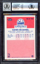 Xavier McDaniel Autographed 1986-87 Fleer Rookie Card #72 Seattle SuperSonics BGS 8 Auto Grade Gem Mint 10 Beckett BAS #15530312