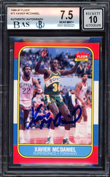 Xavier McDaniel Autographed 1986-87 Fleer Rookie Card #72 Seattle SuperSonics BGS 7.5 Auto Grade Gem Mint 10 Beckett BAS #15530321