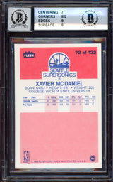 Xavier McDaniel Autographed 1986-87 Fleer Rookie Card #72 Seattle SuperSonics BGS 7.5 Auto Grade Gem Mint 10 Beckett BAS #15530321