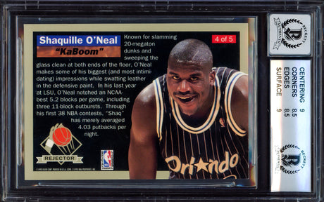 Shaquille "Shaq" O'Neal Autographed 1992-93 Fleer Ultra Rejectors Rookie Card #4 Orlando Magic BGS 8.5 Auto Grade Gem Mint 10 Beckett BAS #15530808