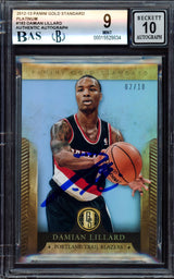 Damian Lillard Autographed 2012-13 Panini Gold Standard Platinum Rookie Card #183 Portland Trail Blazers BGS 9 Auto Grade Gem Mint 10 #2/10 Beckett BAS #15529834