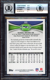 Russell Wilson Autographed 2012 Topps Gold Rookie Card #165 Seattle Seahawks BGS 8 Auto Grade Gem Mint 10 Beckett BAS #15530936