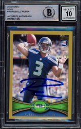 Russell Wilson Autographed 2012 Topps Gold Rookie Card #165 Seattle Seahawks Auto Grade Gem Mint 10 Beckett BAS #15531240