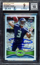 Russell Wilson Autographed 2012 Topps Chrome Refractor Rookie Card #40 Seattle Seahawks BGS 9 Auto Grade Gem Mint 10 Beckett BAS #15530060