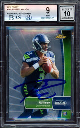 Russell Wilson Autographed 2012 Topps Finest Rookie Card #140 Seattle Seahawks BGS 9 Auto Grade Gem Mint 10 Beckett BAS #15530127
