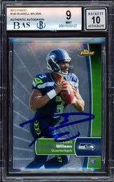 Russell Wilson Autographed 2012 Topps Finest Rookie Card #140 Seattle Seahawks BGS 9 Auto Grade Gem Mint 10 Beckett BAS #15530127