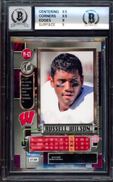 Russell Wilson Autographed 2012 Fleer Metal Universe Rookie Card #M-63 Wisconsin Badgers BGS 9 Auto Grade Gem Mint 10 Beckett BAS #15530117