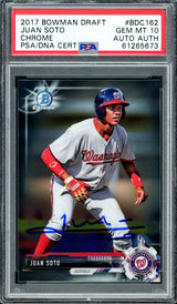 Juan Soto Autographed 2017 Bowman Draft Chrome Rookie Card #BDC162 New York Mets PSA 10 PSA/DNA #61265673