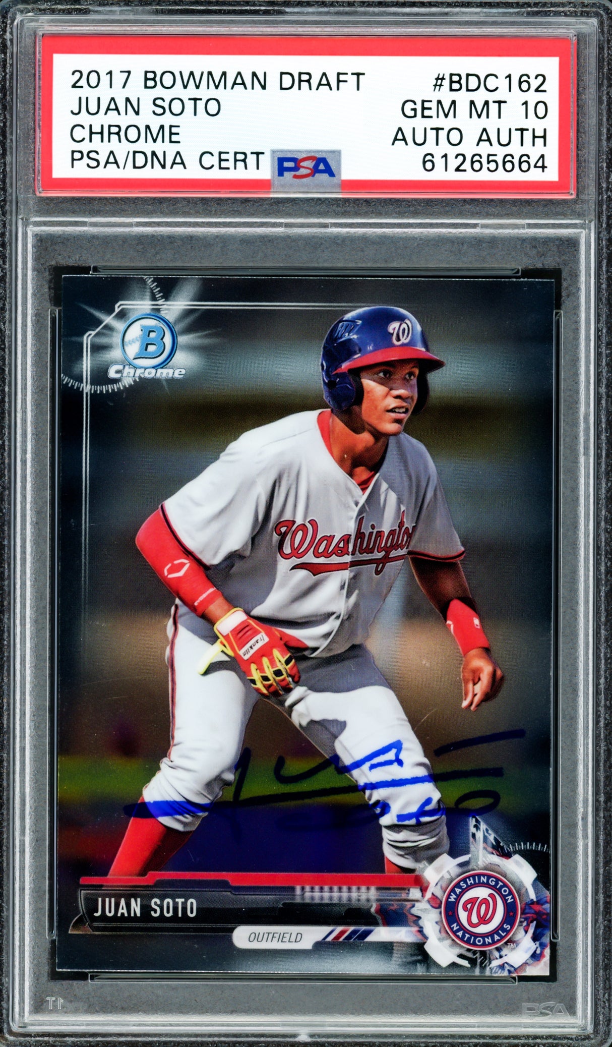 Juan Soto Autographed 2017 Bowman Draft Chrome Rookie Card #BDC162 New York Mets PSA 10 PSA/DNA #61265664
