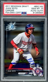 Juan Soto Autographed 2017 Bowman Draft Chrome Rookie Card #BDC162 New York Mets PSA 10 PSA/DNA #61265664
