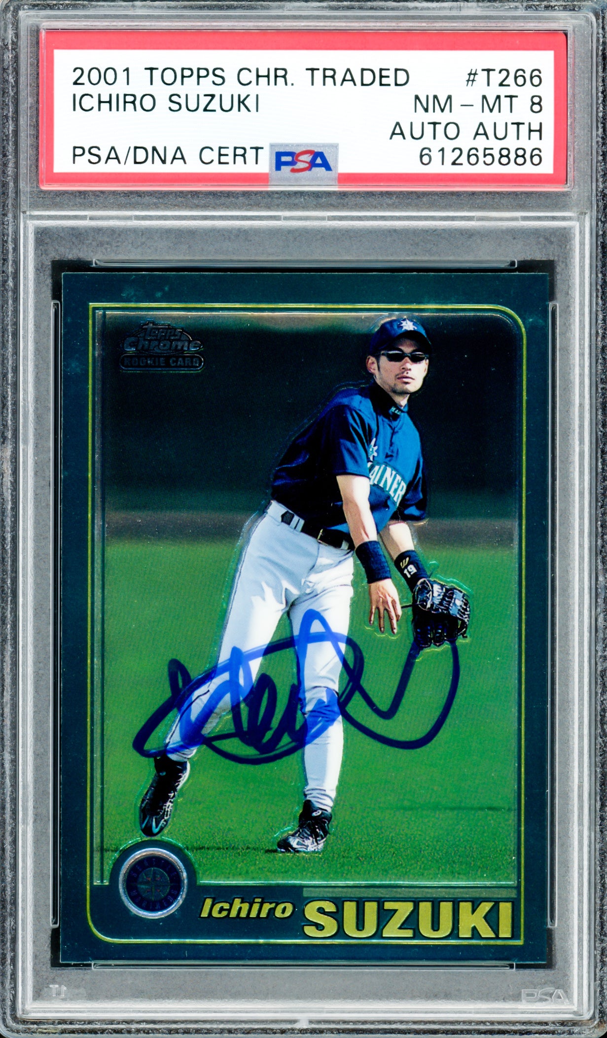 Ichiro Suzuki Autographed 2001 Topps Chrome Traded Rookie Card #T266 Seattle Mariners PSA 8 PSA/DNA #61265886