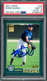 Ichiro Suzuki Autographed 2001 Topps Rookie Card #726 Seattle Mariners PSA 9 Auto Grade Gem Mint 10 PSA/DNA #61266019