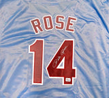 Philadelphia Phillies Pete Rose Autographed Blue & Red Baseball Jersey PR Holo Stock #228779