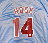 Philadelphia Phillies Pete Rose Autographed Blue & Red Baseball Jersey PR Holo Stock #228779
