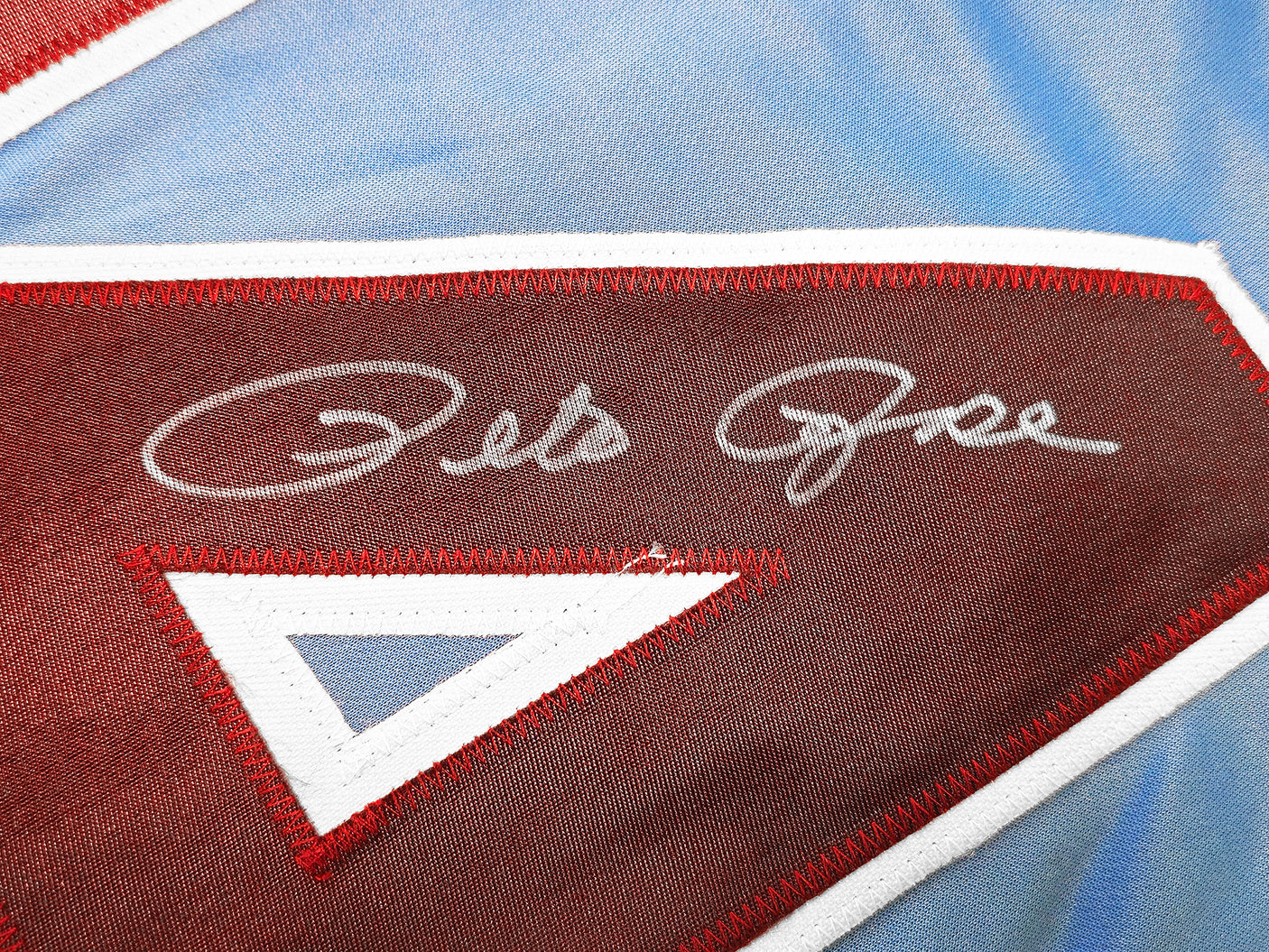 Philadelphia Phillies Pete Rose Autographed Blue & Red Baseball Jersey PR Holo Stock #228779