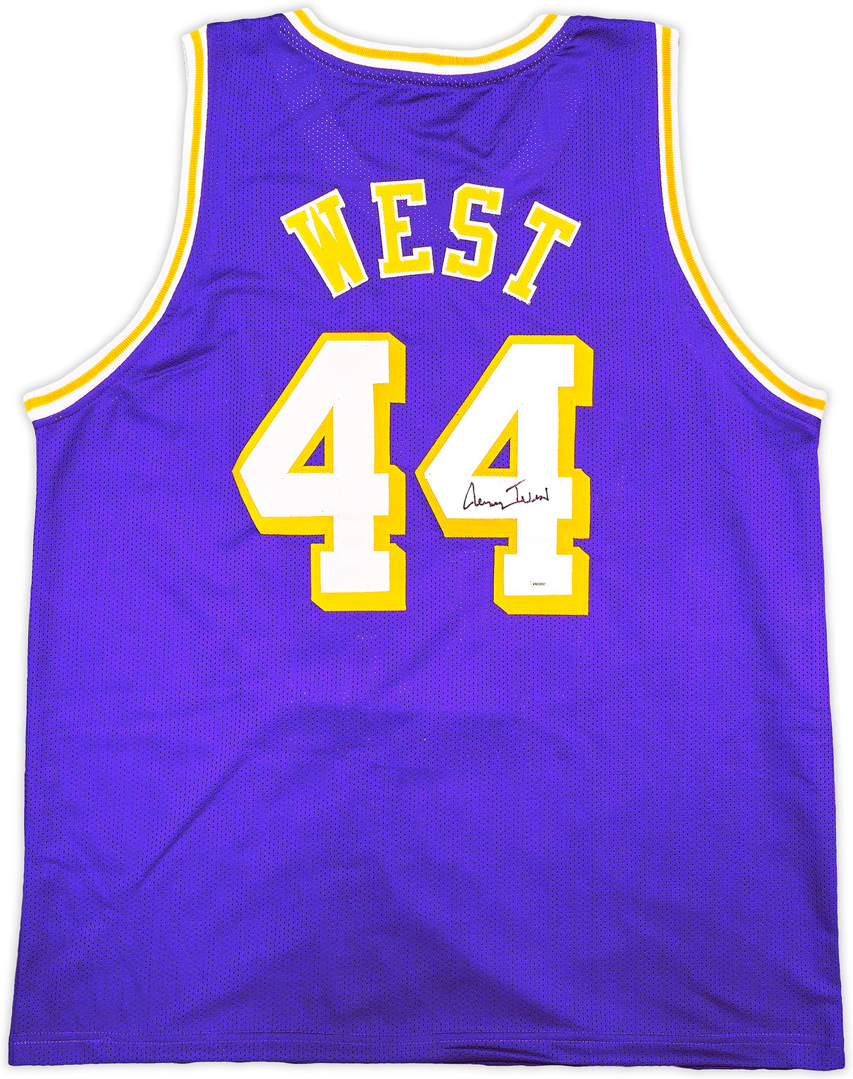 Los Angeles Lakers Jerry West Autographed Purple Basketball Jersey JSA Stock #228803