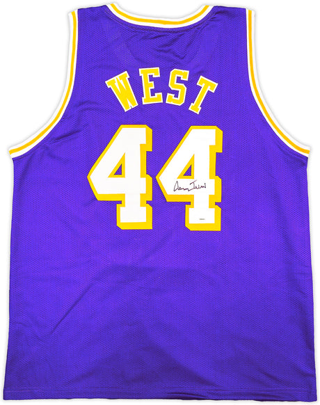 Los Angeles Lakers Jerry West Autographed Purple Basketball Jersey JSA Stock #228803