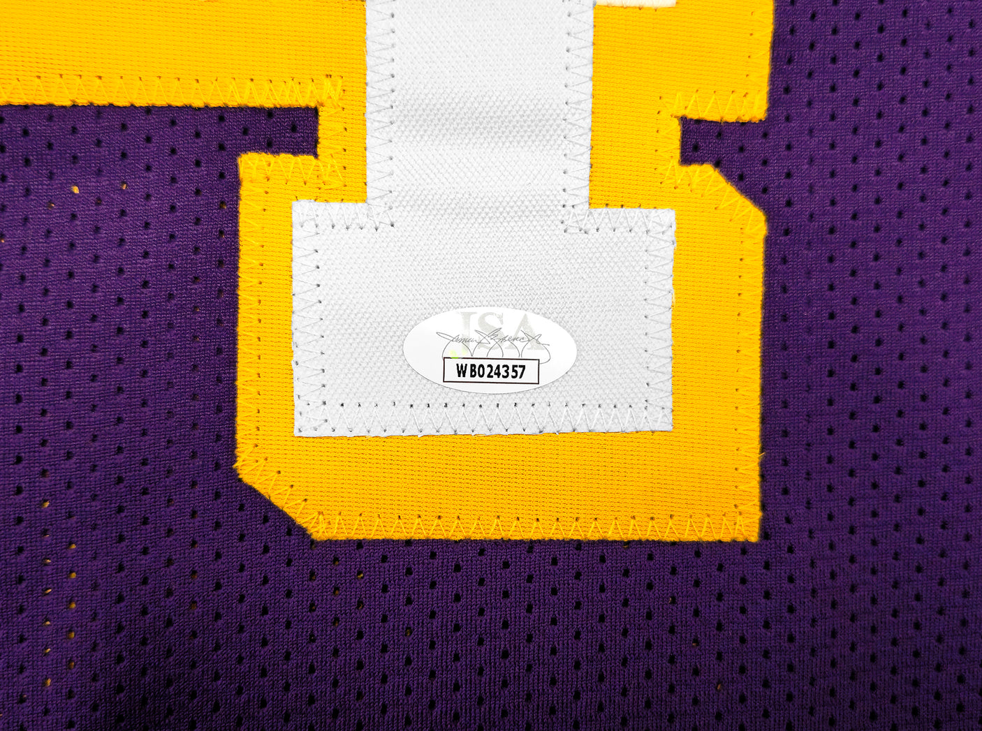 Los Angeles Lakers Jerry West Autographed Purple Basketball Jersey JSA Stock #228803