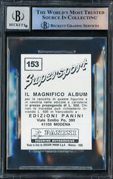 Mike Tyson Autographed 1986 Panini Supersport Reprint Rookie Retro Sticker Card #153 Auto Grade Gem Mint 10 Beckett BAS Stock #228824
