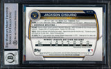 Jackson Chourio Autographed 2023 Bowman Chrome Prospects Rookie Card #BCP76 Milwaukee Brewers Auto Grade Gem Mint 10 Beckett BAS Stock #228975