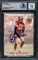 Joe Montana Autographed 1992 Pro Set Power Card #16 San Francisco 49ers Auto Grade Gem Mint 10 Beckett BAS Stock #228999