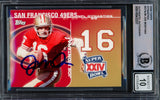 Joe Montana Autographed 2008 Topps NFL Dynasties Card #DYN-JM San Francisco 49ers Auto Grade Gem Mint 10 Beckett BAS Stock #229004