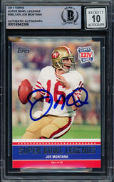 Joe Montana Autographed 2011 Topps Super Bowl Legends Card #SBL-XXIV San Francisco 49ers Auto Grade Gem Mint 10 Beckett BAS Stock #229006