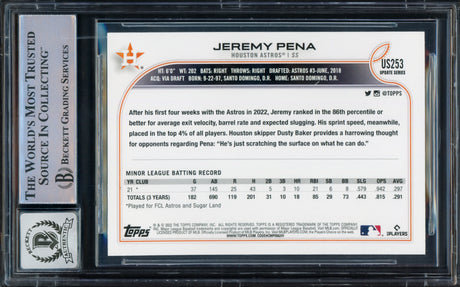 Jeremy Pena Autographed 2022 Topps Update Rookie Card #US253 Houston Astros Auto Grade Gem Mint 10 Beckett BAS Stock #229007