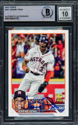 Jeremy Pena Autographed 2023 Topps Card #347 Houston Astros Auto Grade Gem Mint 10 Beckett BAS Stock #229012