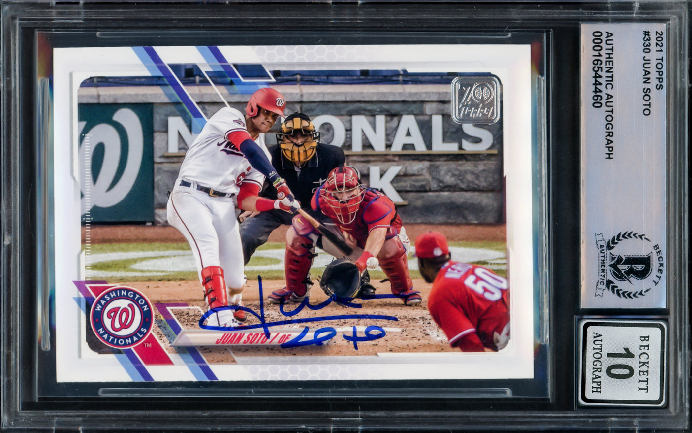 Juan Soto Autographed 2021 Topps Card #330 New York Yankees Auto Grade Gem Mint 10 Beckett BAS Stock #229019