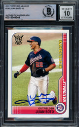 Juan Soto Autographed 2021 Topps Big League Card #290 New York Mets Auto Grade Gem Mint 10 Beckett BAS Stock #229022