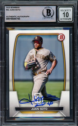 Juan Soto Autographed 2023 Bowman Card #52 New York Yankees Auto Grade Gem Mint 10 Beckett BAS Stock #229025