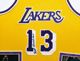 Los Angeles Lakers Wilt Chamberlain Autographed Framed Yellow Champion Jersey PSA/DNA #AE02265