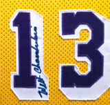 Los Angeles Lakers Wilt Chamberlain Autographed Framed Yellow Champion Jersey PSA/DNA #AE02265