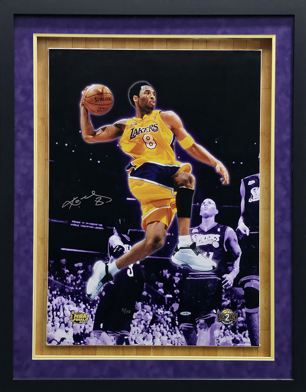 Kobe Bryant Autographed Framed 20x28 Canvas Los Angeles Lakers #72/108 Auto Grade 10 UDA Holo, PSA/DNA & Beckett BAS #AE20831